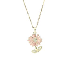 Collar Flor Baño de Oro y Acero BA1095