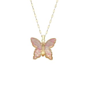 Collar Mariposa Baño de Oro y Acero BA1099