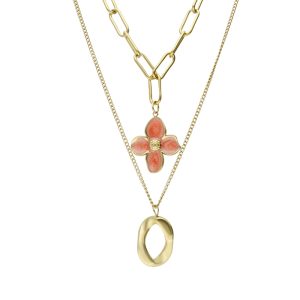 Collar Flor de Baño de Oro y Acero BA1144