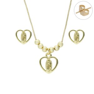 Juego de la Virgen De Guadalupe  y Corazon  Chapa de Oro  BO4097