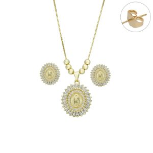Juego de la Virgen De Guadalupe Chapa de Oro  BO4098
