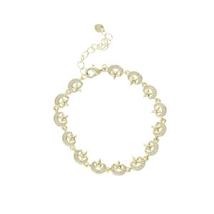 Pulsera de Estrella y Luna Chapa de Oro  BO4102