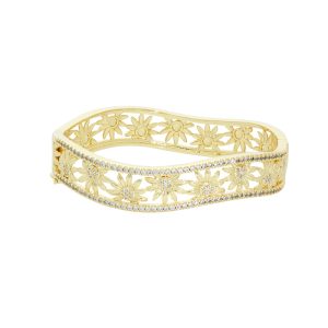 Pulsera de Flor Margarita Chapa de Oro  BO4106