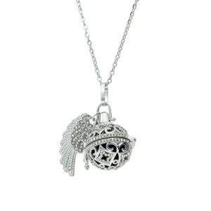 Collar Llamador de Angel, Ala, Circulo de Baño de Oro BO4133