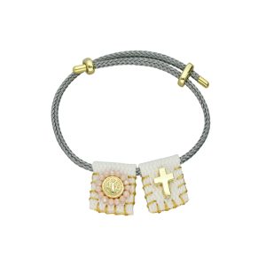 Pulsera Escapulario, San Benito, Cruz Baño de Oro BO4160