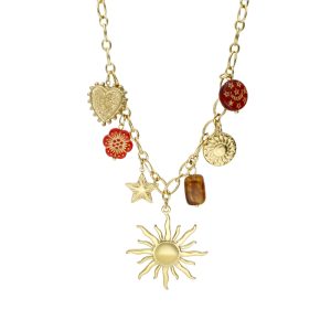 Collar Corazon, Flor, Estrella, Sol Acero Inoxidable A005310