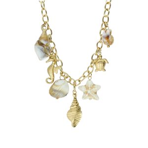 Collar Dorado, Concha, Caracol, Caballo de Mar, Tortuga Acero Inoxidable A005312