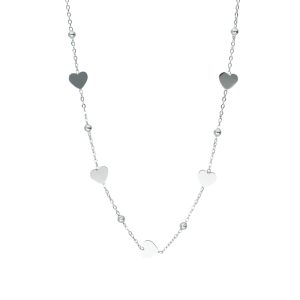Collar Plateado Corazon, Cristal Acero Inoxidable A005336