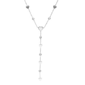Collar Plateado Corazon, Cristal Acero Inoxidable A005338