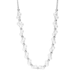Collar Plateado, Perla Acero Inoxidable A005340