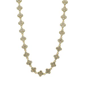 Collar Flor, Cristales, Blanco Acero Inoxidable A005342