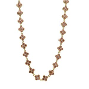 Collar Flor, Cristales, Rosa Acero Inoxidable A005343