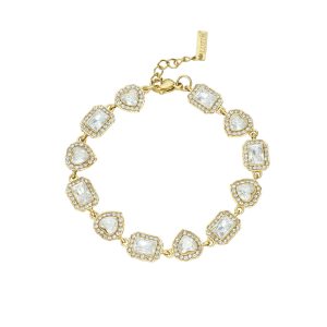 Pulsera Cristales, Corazon, Cuadro Acero Inoxidable A005350