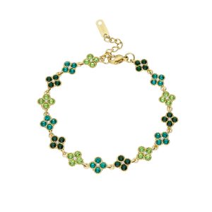Pulsera Flor, Verde  Acero Inoxidable A005355
