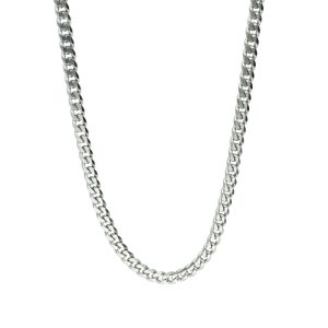 Cadena Barbada 5MM 50cm  Plateada de Acero Inoxidable A005483