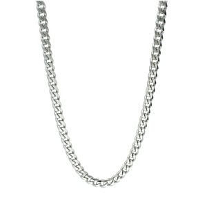 Cadena Barbada 5MM 60cm  Plateada de Acero Inoxidable A005486