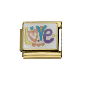 Charm de Love Dorado de Acero Inoxidable A005579