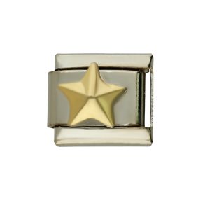 Charm de Estrella Dorada, Plateado de Acero Inoxidable  A005584