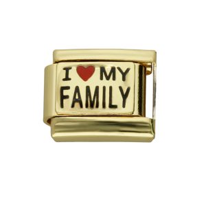 Chamr de I Love Family Dorado de Acero Inoxidable A005586