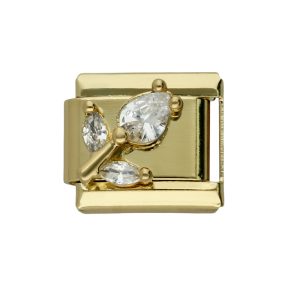Charm De Flor, Cristal, Dorado de Acero Inoxidable A005588