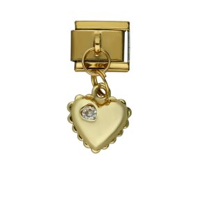 Charm de Corazon Piedra Dorado de Chapa de Oro y Acero BA1195