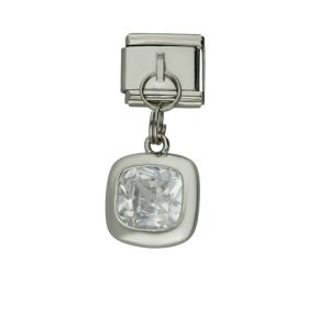 Charm de Piedra Plateado de Chapa de Oro y Acero BA1200