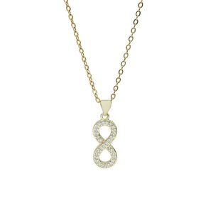 Collar Dorado Infinito Piedras de Chapa de Oro y Acero BA1204
