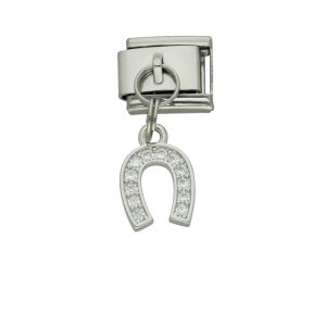 Charm de Herradura, Piedra, Plateado de Chapa de Oro y Acero BA1209