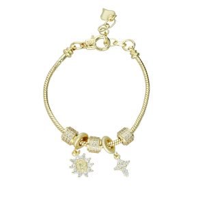 Pulsera Virgen de Guadalupe, Cruz Baño de Oro BO4288
