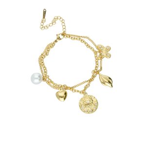 Pulsera Acero Inoxidable Corazon Y Perla A004206
