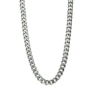 Cadena Barbada 7MM 60cm  Plateada de Acero Inoxidable A005489