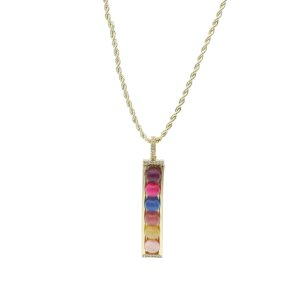 Collar Agata de Colores de Chapa de Oro BO4946