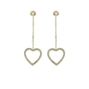 Aretes de Corazon Dorado de Acero Inoxidable