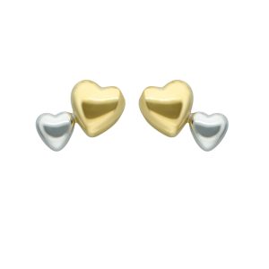 Aretes de Corazon Bicolor de Acero Inoxidable