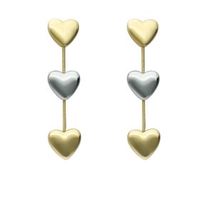 Aretes de Corazon Bicolor de Acero Inoxidable