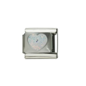 Charm de Corazon Blanco Plateado A005982