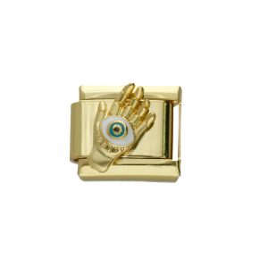 Charm de Mano Ojo Dorado de Acero Inoxidable A005985