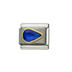 Charm de Gota Azul Plateado de Acero Inoxidable A005988