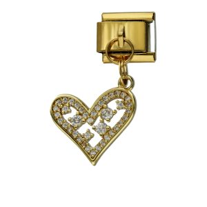 Charm de Corazon Cristales Dorado BA1338