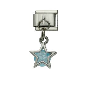 Charm de Estrella Piedra Azul Plateado BA1341