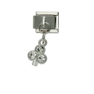 Charm de Trebol Cristales Plateado BA1342