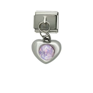 Charm de Corazon Cristal Rosa Plateado BA1344