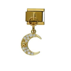 Charm de Luna Cristales Dorado BA1345