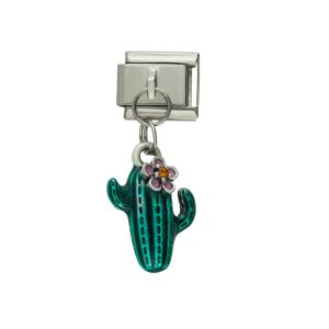 Charm de Cactus Plateado de Chapa de Oro y Acero BA1380