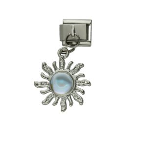 Charm de Sol Plateado de Chapa de Oro y Acero BA1387