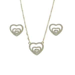Juego Dorado Corazon Piedras de Chapa de oro  BO4653