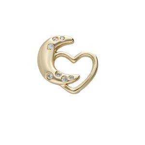Dije de Luna, Corazon Para Relicario de Chapa de Oro BO4678