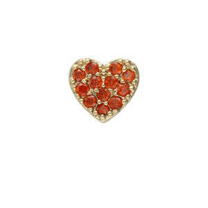 Dije de Corazon Piedra Roja Para Relicario de Chapa de Oro BO4683