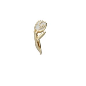 Dije de Flor Blanca Para Relicario de Chapa de Oro BO4685