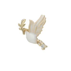 Dije de Paloma Blanca Para Relicario de Chapa de Oro BO4690